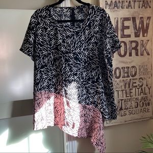 Alfani Black/Pink Print Blouse